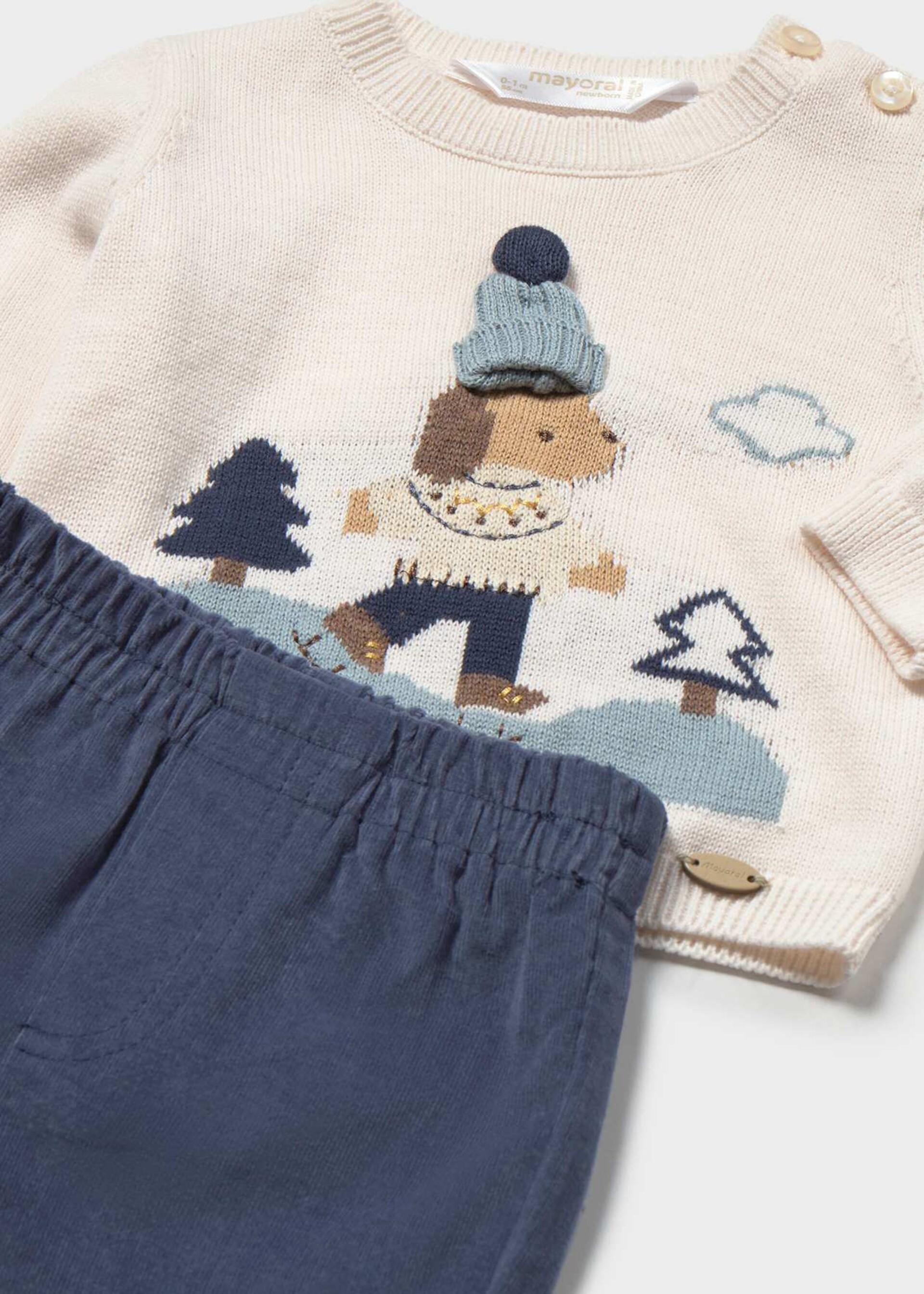 Completo 2 pezzi in caldo cotone Panna / Blu Mayoral