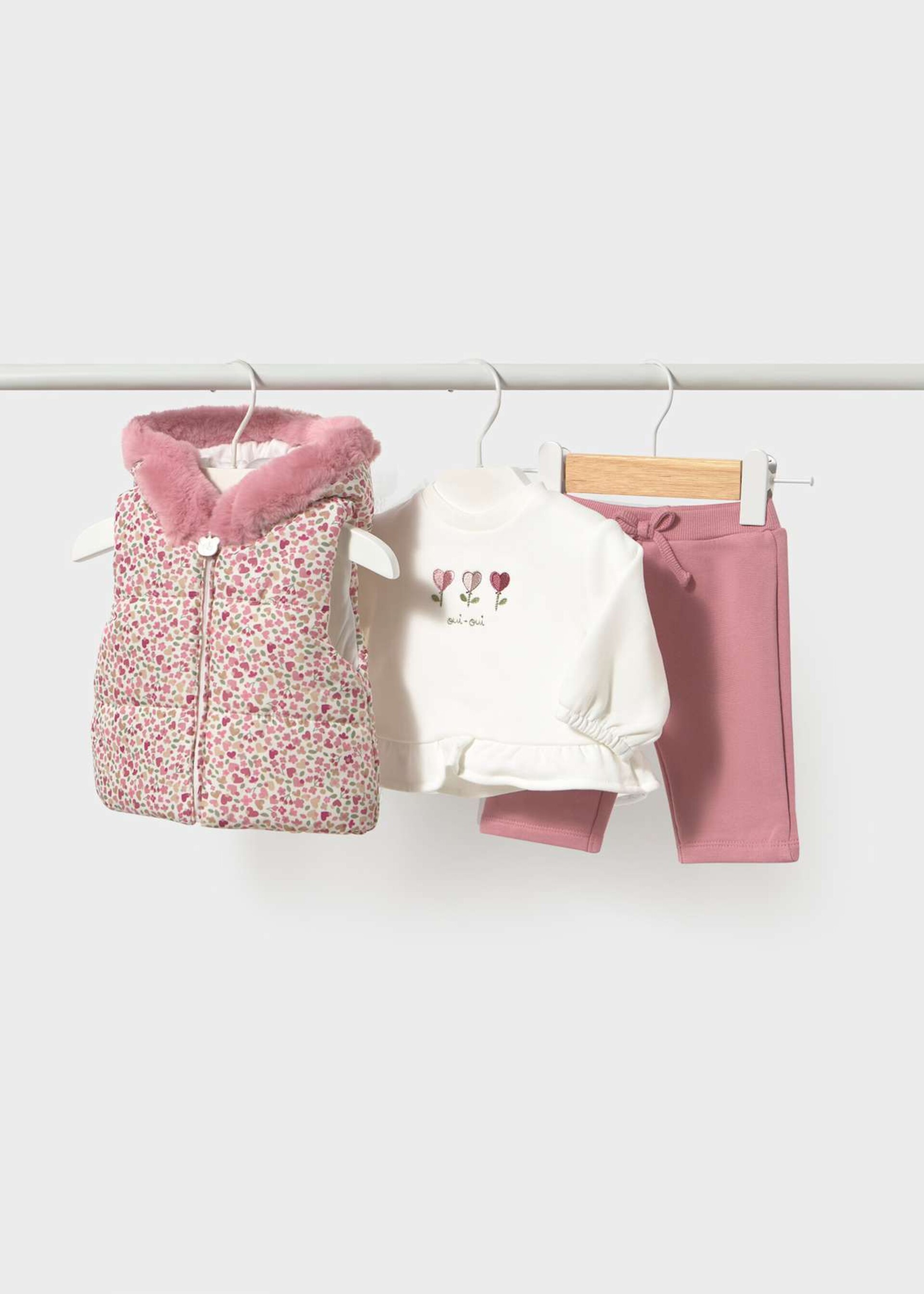 Completo 3 pezzi in caldo cotone Rosa Cipria Mayoral