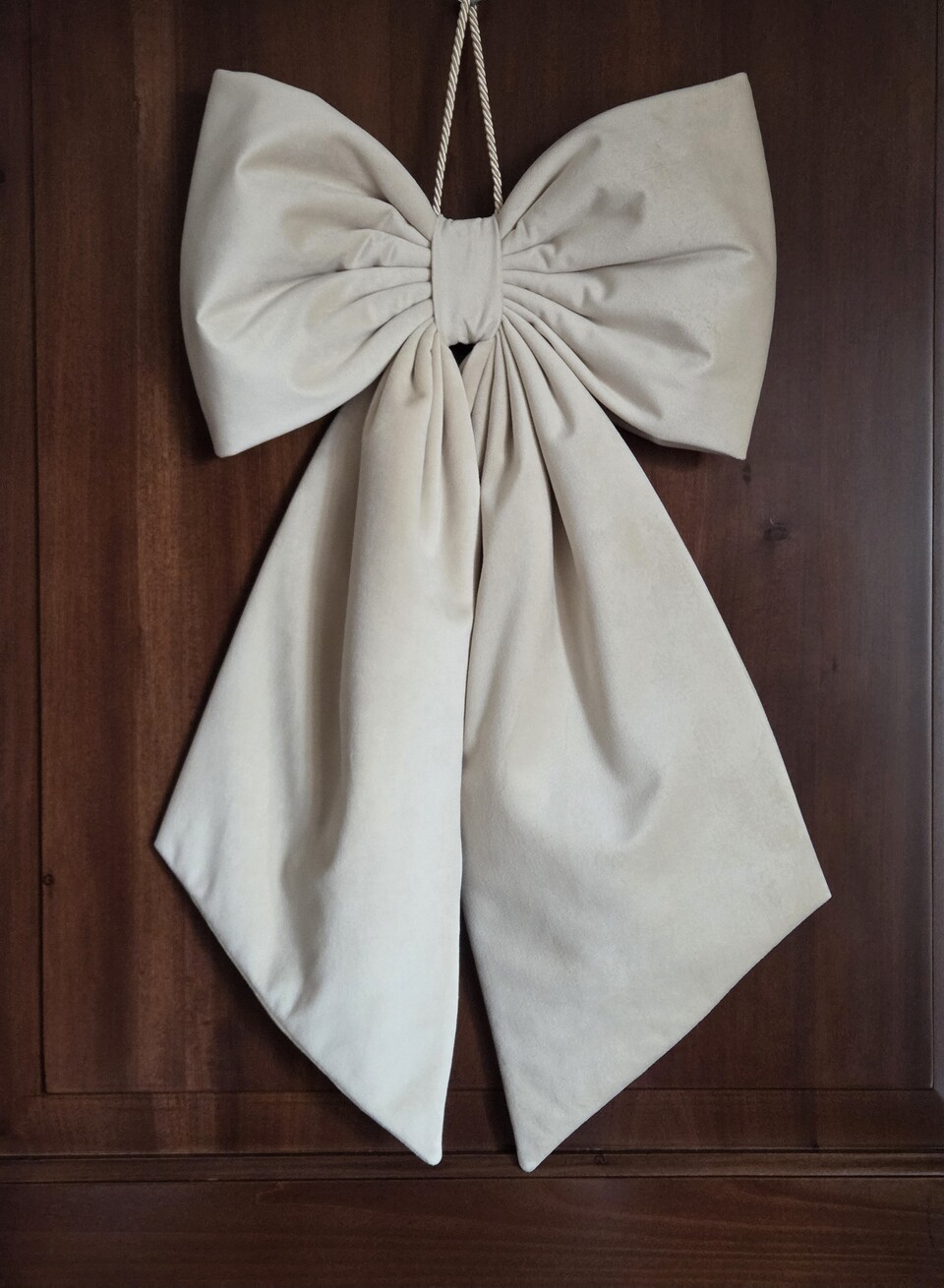 Fiocco in velluto Beige Gentile Ricami Grande