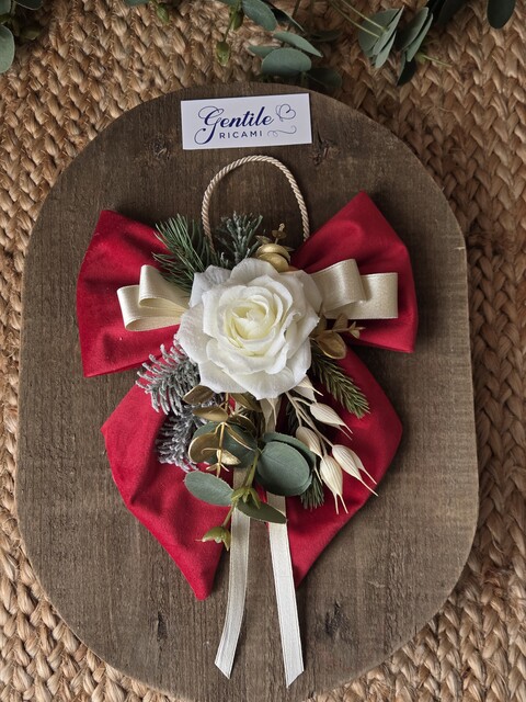 Fiocco decorativo in velluto rosso Gentile Ricami