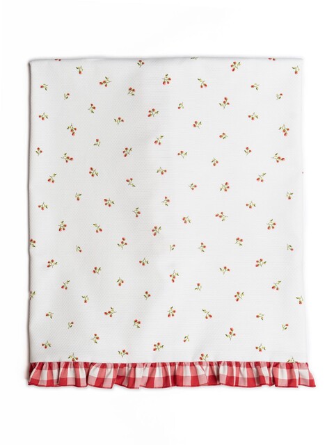 Copertina per carrozzina sfoderabile in puro cotone Bianco / Rosso Barcellino