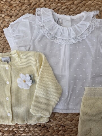 Completo nascita 7 pezzi in filo di cotone giallo Margherite Marlù EK21