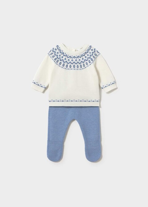 Completo 2 pezzi in caldo cotone Panna / Azzurro Mayoral