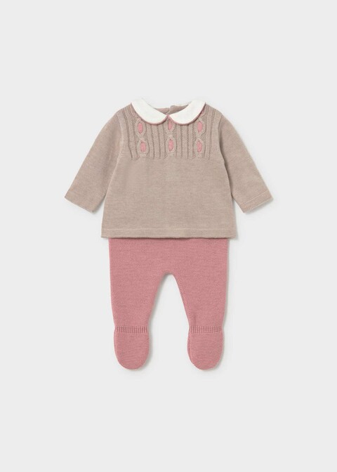 Completo 2 pezzi in caldo cotone Beige / Rosa Cipria Mayoral