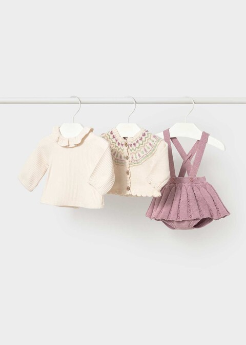 Completo 3 pezzi in caldo cotone Malva / Panna Mayoral