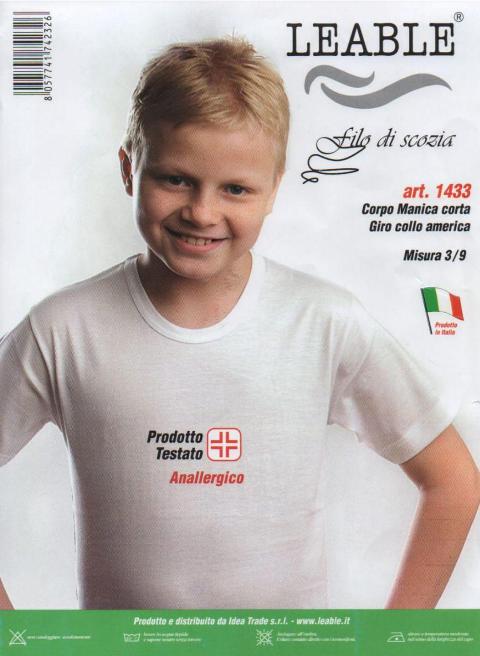 3 PEZZI Leable maglia mezza manica Bimbo Leable Art. 1433/1440