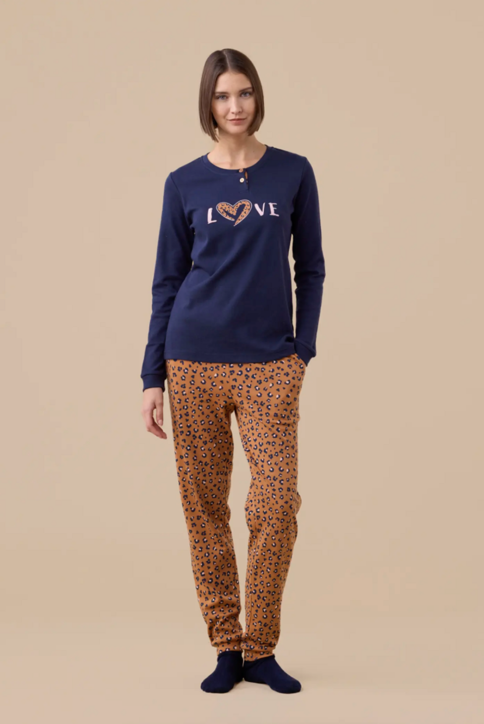 pigiama donna  caldo cotone animalier love Noidinotte pigiama donna caldo cotone