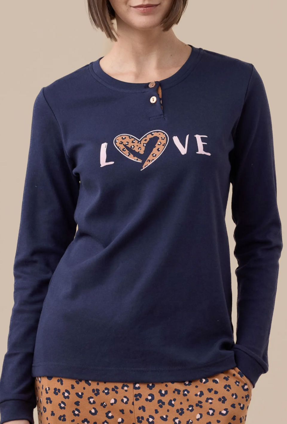 pigiama donna  caldo cotone animalier love Noidinotte pigiama donna caldo cotone