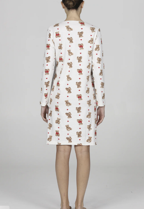 CAMICIA DA NOTTE DORA  SERAFINO CON ORSETTI BOGLIETTI manica lunga 2 bottoni