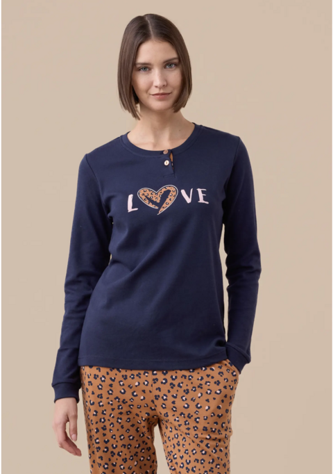pigiama donna  caldo cotone animalier love Noidinotte pigiama donna caldo cotone