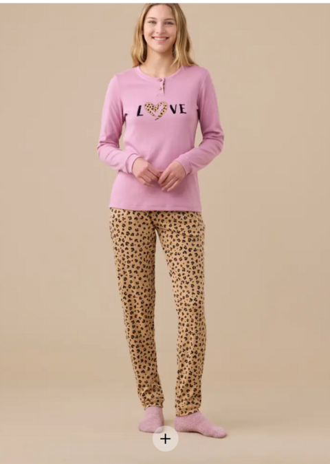 pigiama donna  caldo cotone animalier love Noidinotte pigiama donna caldo cotone