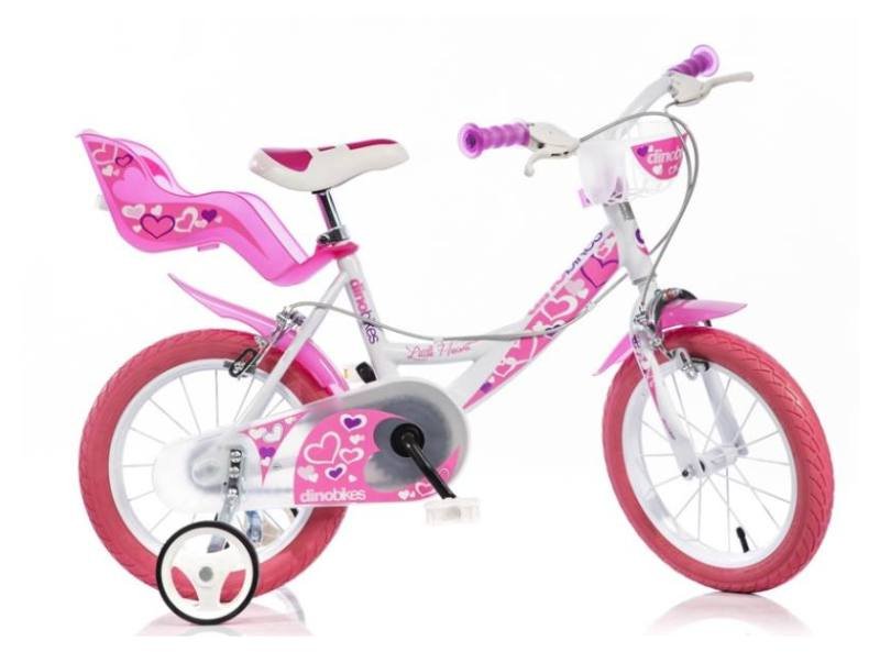 BICICLETTA 14 Little Heart white/pink dino