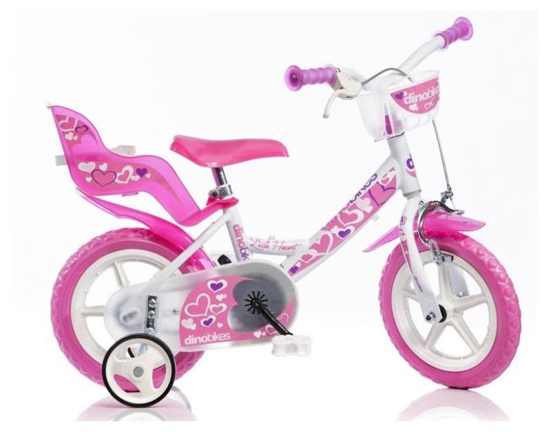 BICICLETTA 12 Little Heart white/pink dino