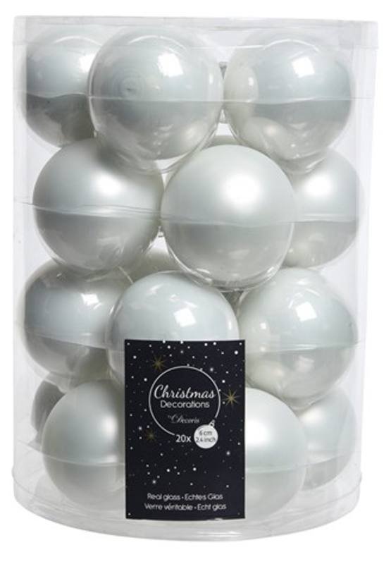 Baubles glass enamel,matt mix winter white kaemingk