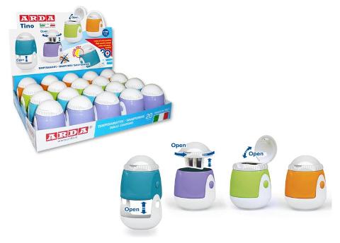 Temperamatite a due misure di fori a colori assortiti - Espositore da 20 pezzi arda