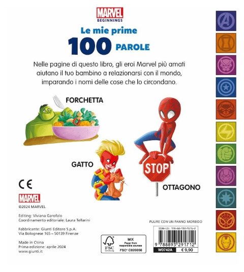 LIBR.MARVEL LE MIE PRIME 100 PAROLE (WALT DISNEY MARVEL) Giunti Editore S.P.A. (libretti per bambini)