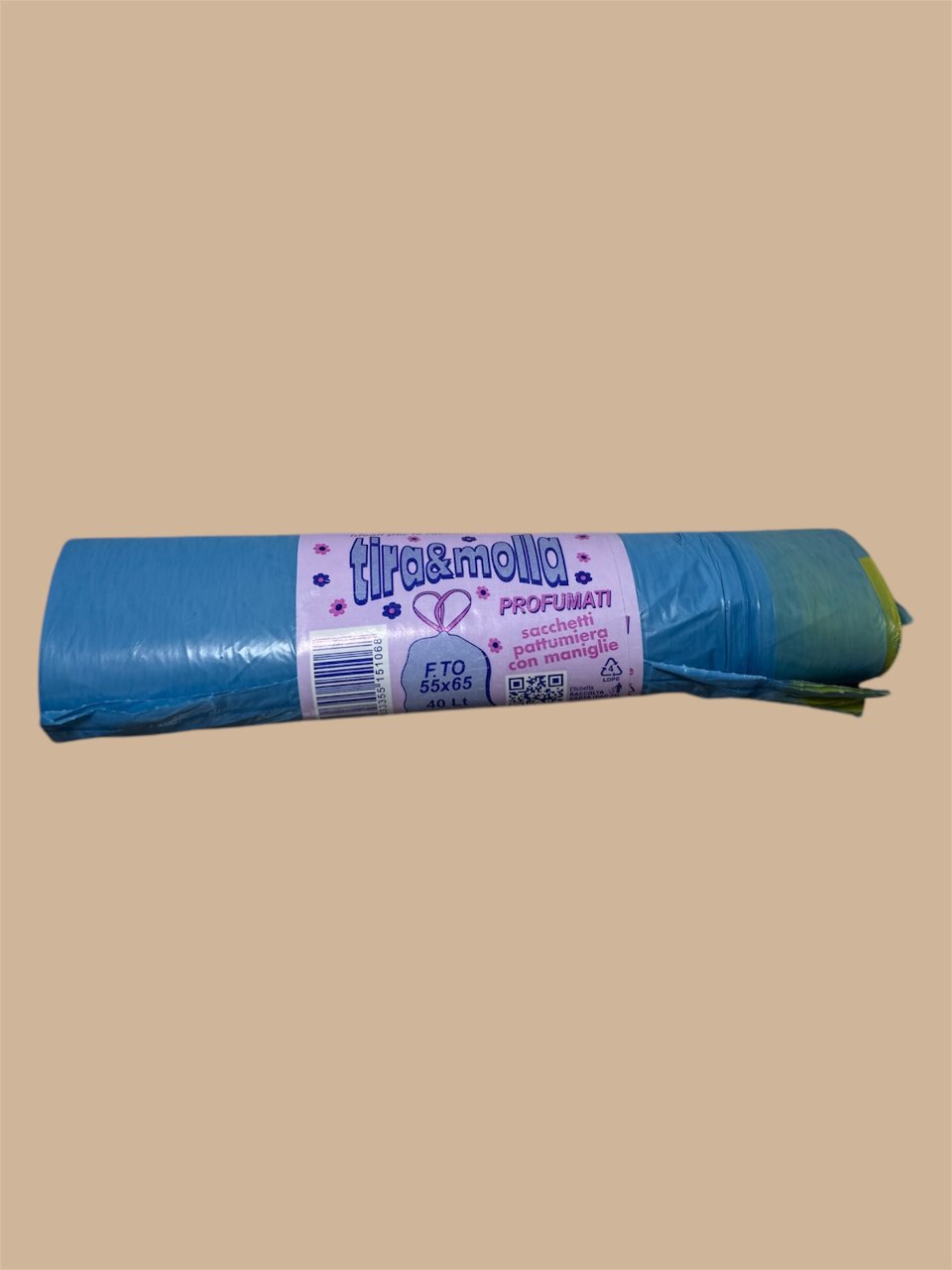 SACCHETTI SPAZZATURA PROFUMATI CON MANICI 55x65 cm, 48 CONFEZIONI DA 15 PZ