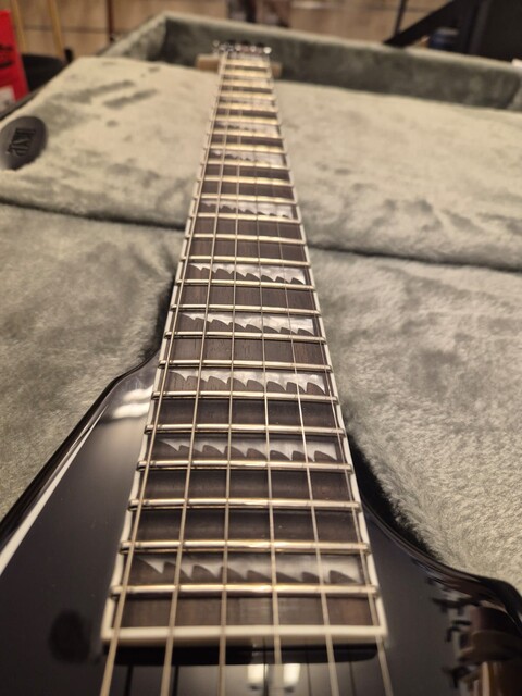 ESP LTD ALEXI LAIHO SAWTOOTH SE 20th ANNIVERSARY BLACK WHITE PINSTRIPE