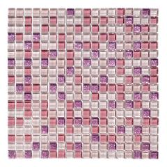 Mosaico vetro su rete 30x30 glicine/glitter in outlet