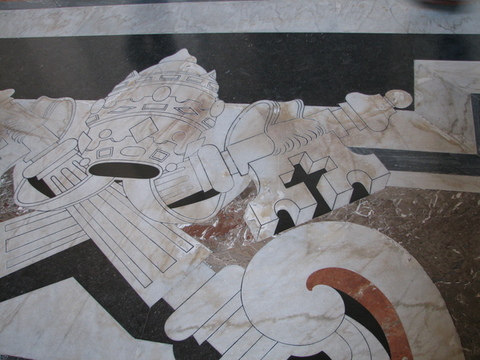 Pavimento decorato. Fonte basilica di S. Pietro.tipo di lavorazione "commesso fiorentino" realizzabile con tecnologia T.W.S.