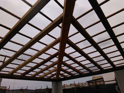 Copertura veranda con travi Uso Fiume