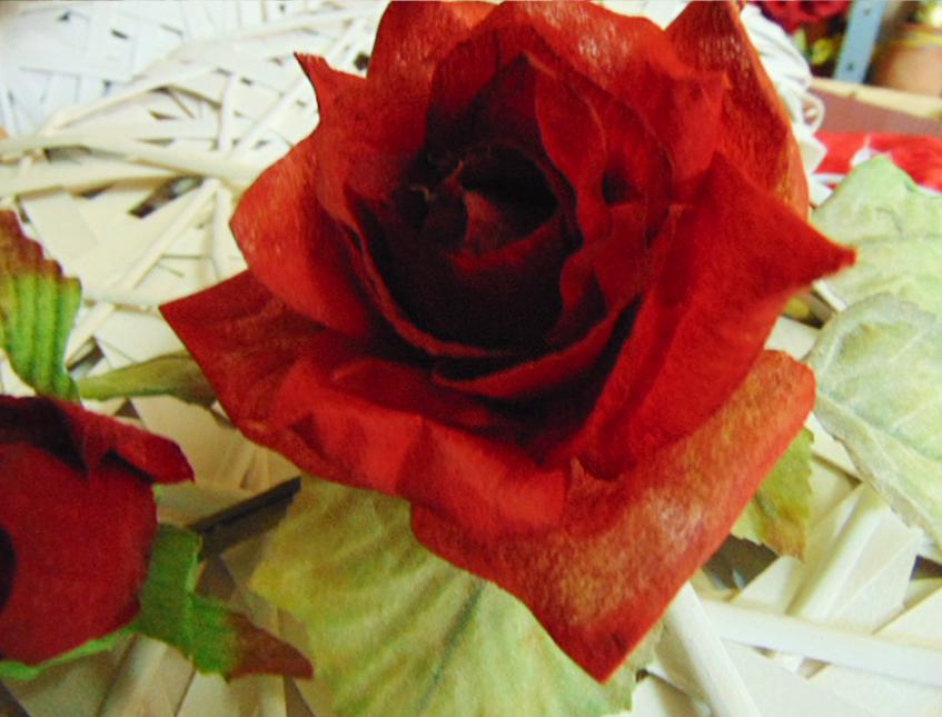 Rosa Rossa x 2 in velure - Sconti per Fioristi e Aziende - Artificiale