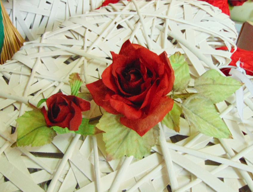 Rosa Rossa x 2 in velure - Sconti per Fioristi e Aziende - Artificiale