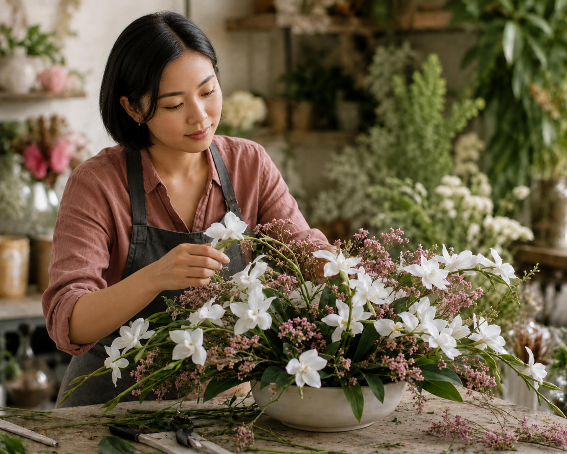Orchidea Artificiale x 7 H 60 - Sconti per Fioristi e Aziende . in polyester