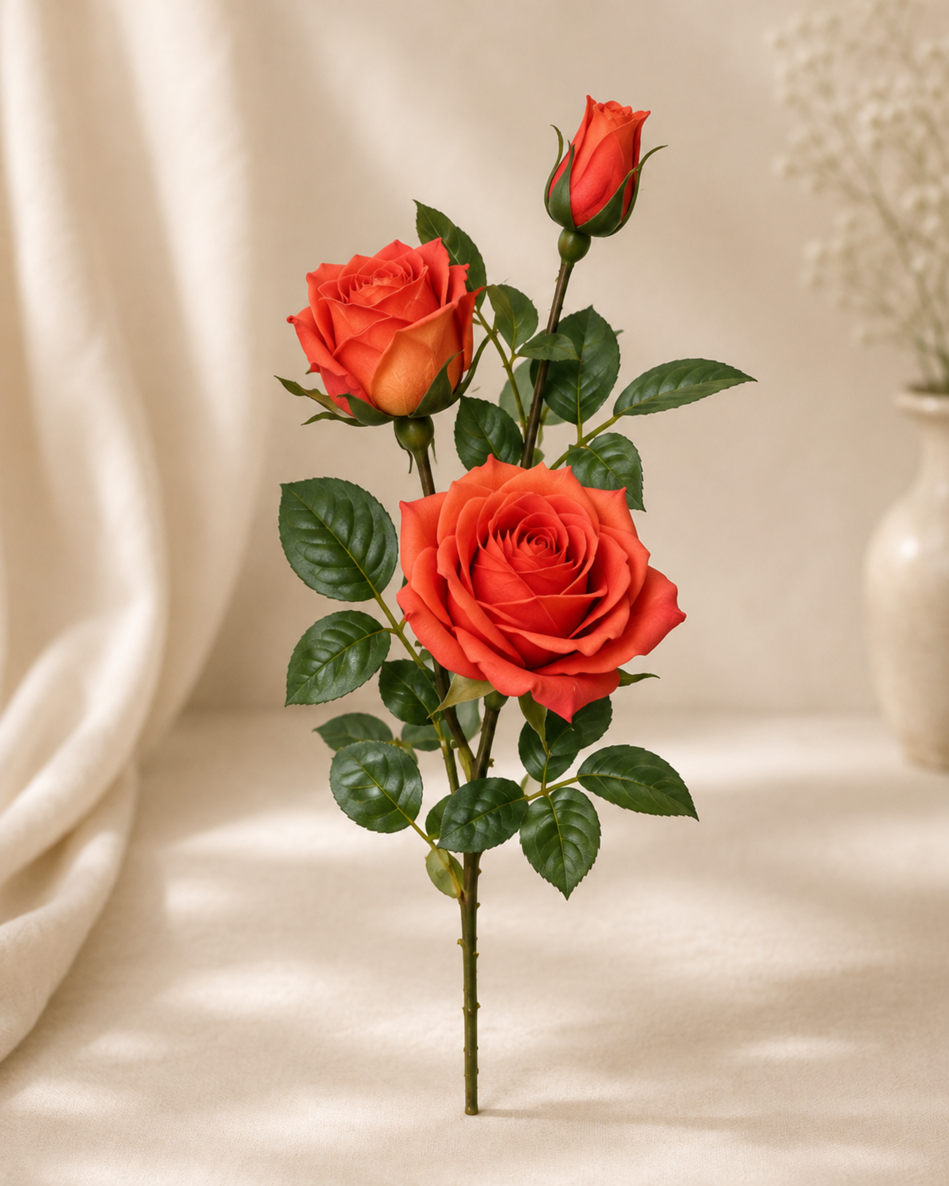 Rose Royal x 3 Velvet Artificiale in poliestere - Sconti per Fioristi e Aziende .