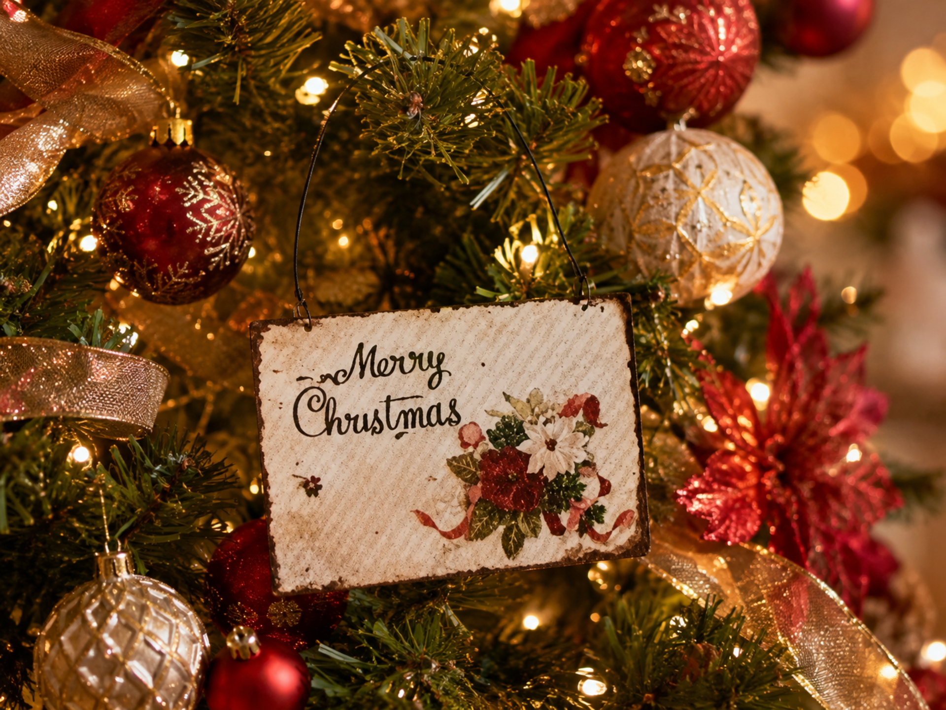 Targa Merry Christmas - Sconti per Fioristi e Aziende - cm. 11 x 8 in metallo
