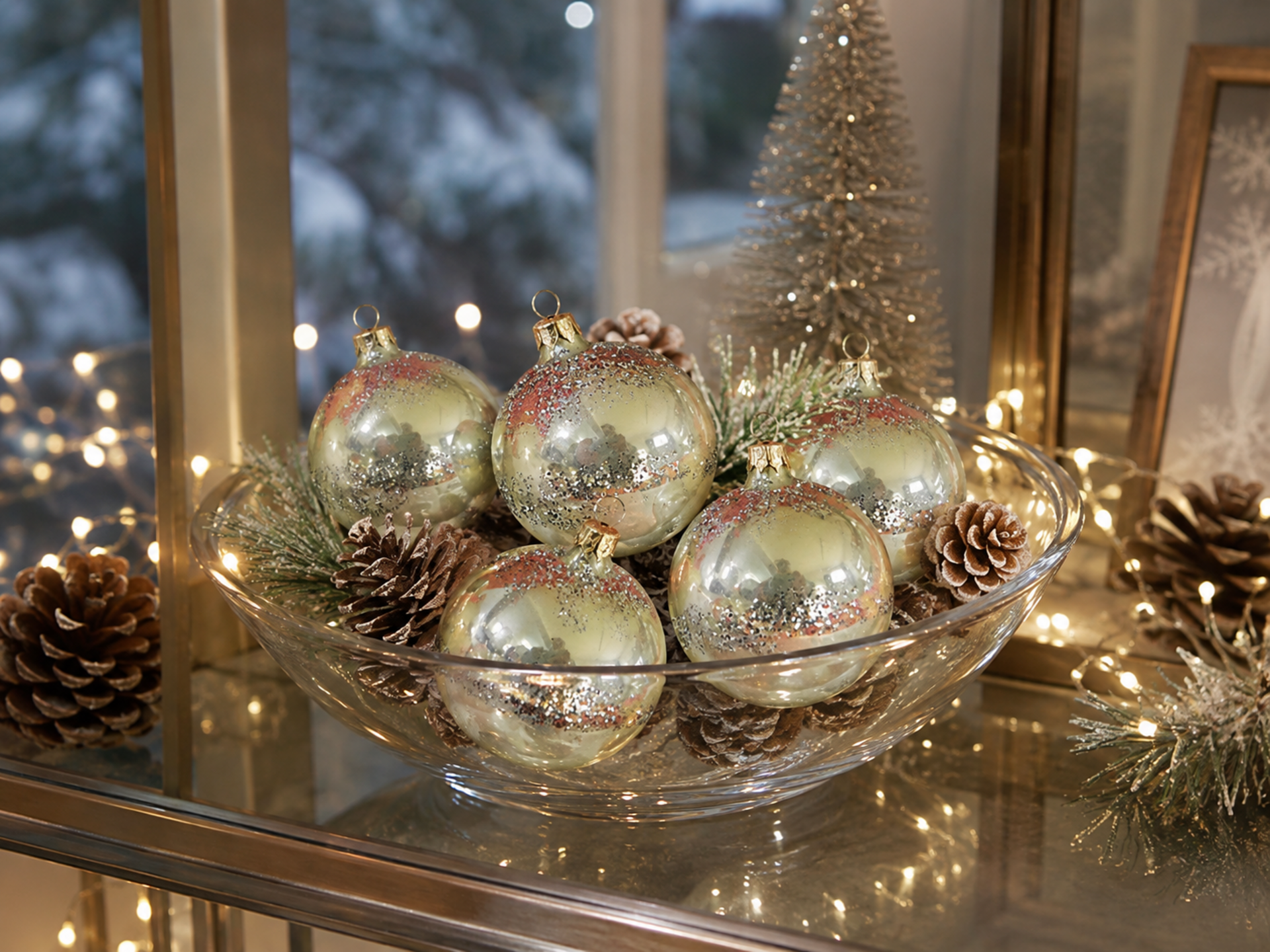 Palline in vetro dm. 4 - Sconto per Fioristi e Aziende - Iridate x 12con glitter