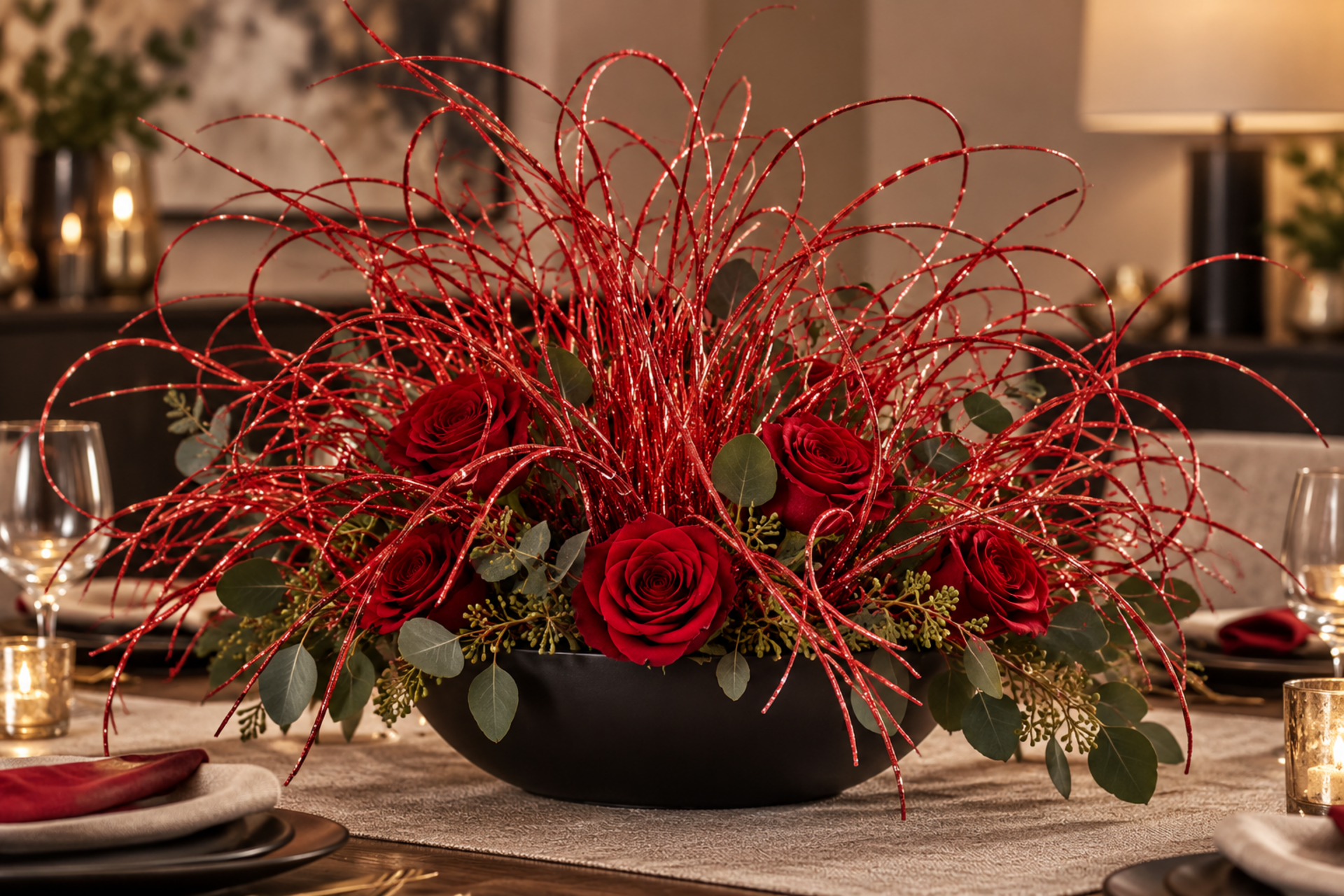 Ting Ting glitterato Rosso - Sconti per Fioristi e Aziende - H 90 x 50 steli