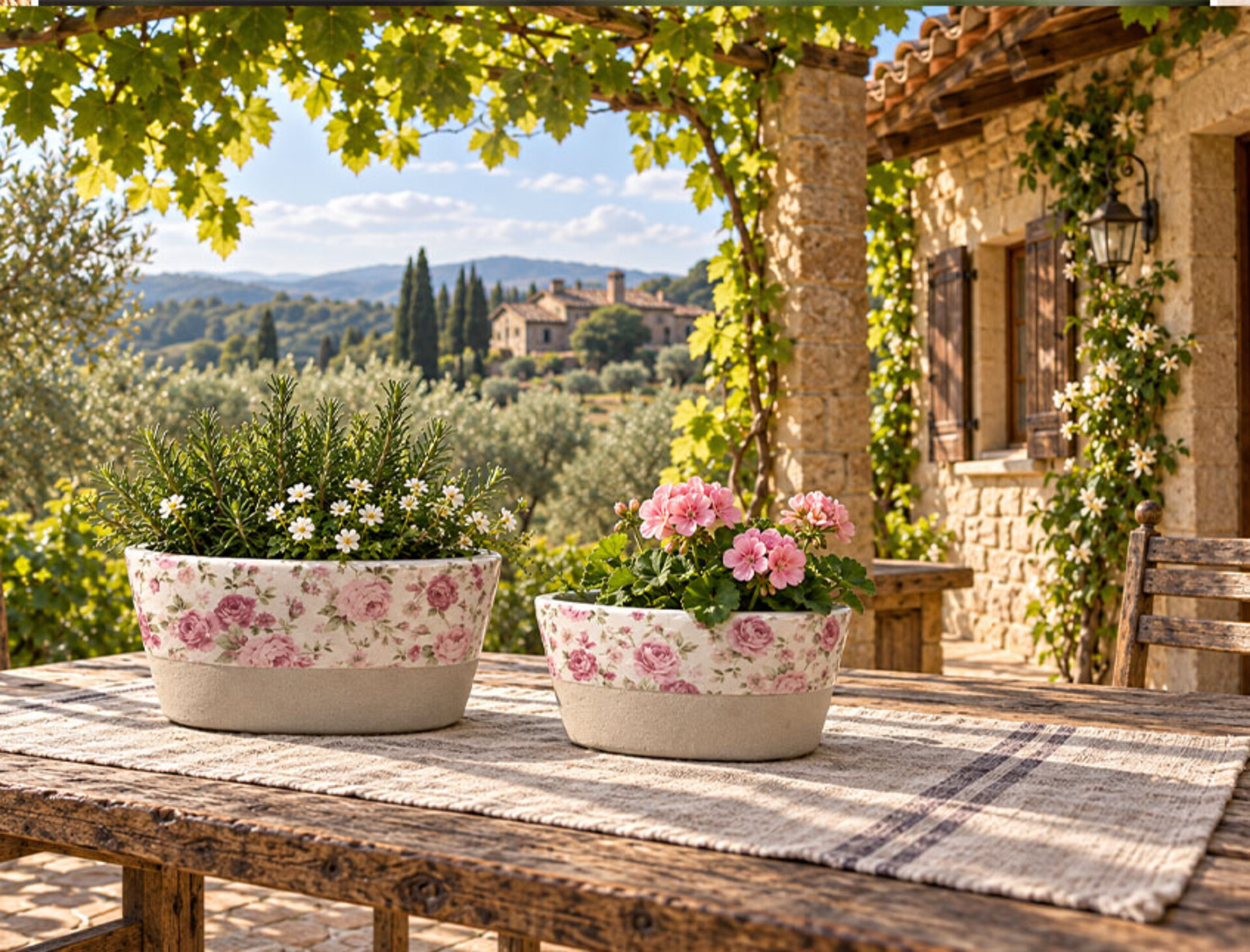 Ovaline Porta Piante x 2 - Sconti per Fioristi e Aziende - in ceramica Linea Romantic Rose