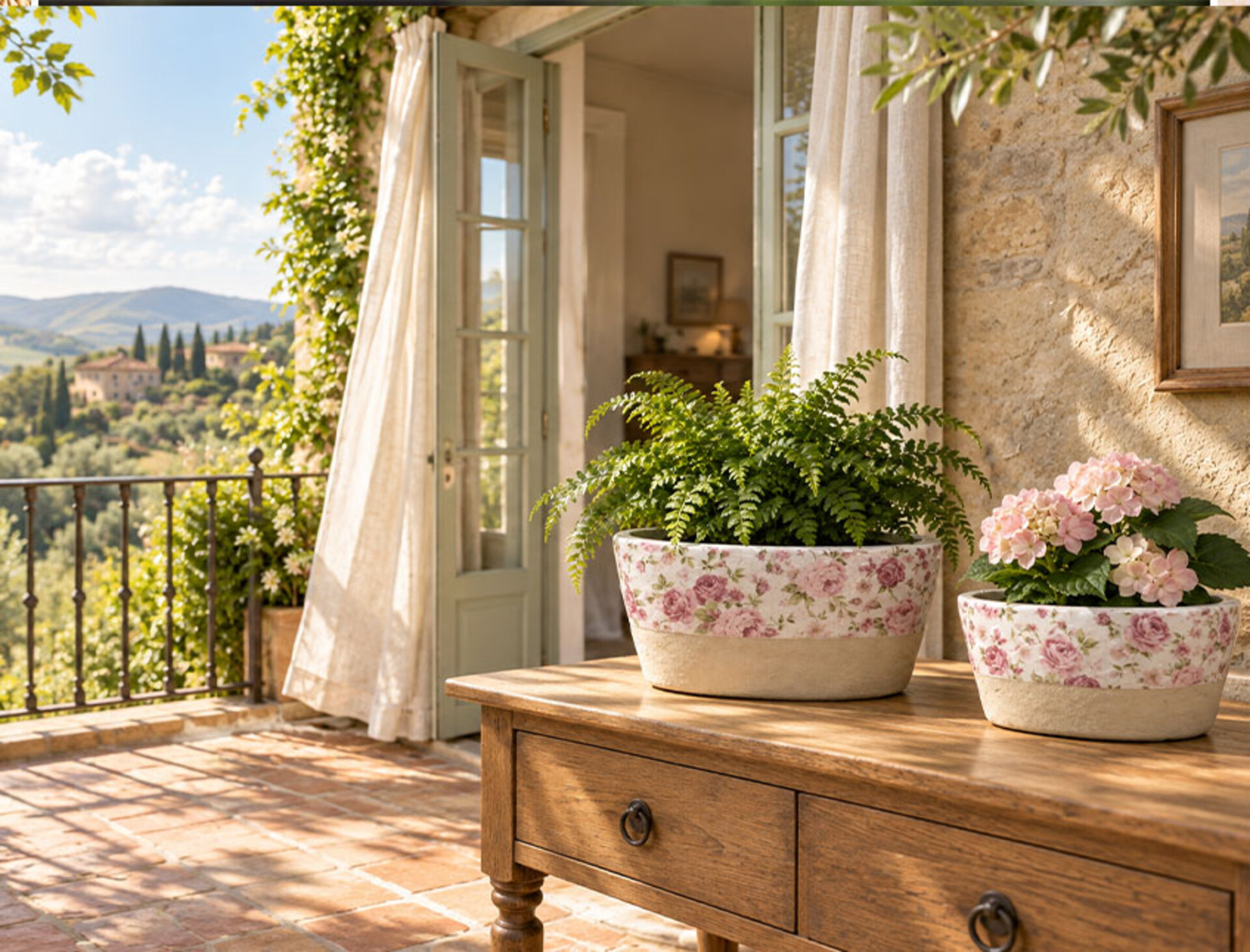 Ovaline Porta Piante x 2 - Sconti per Fioristi e Aziende - in ceramica Linea Romantic Rose