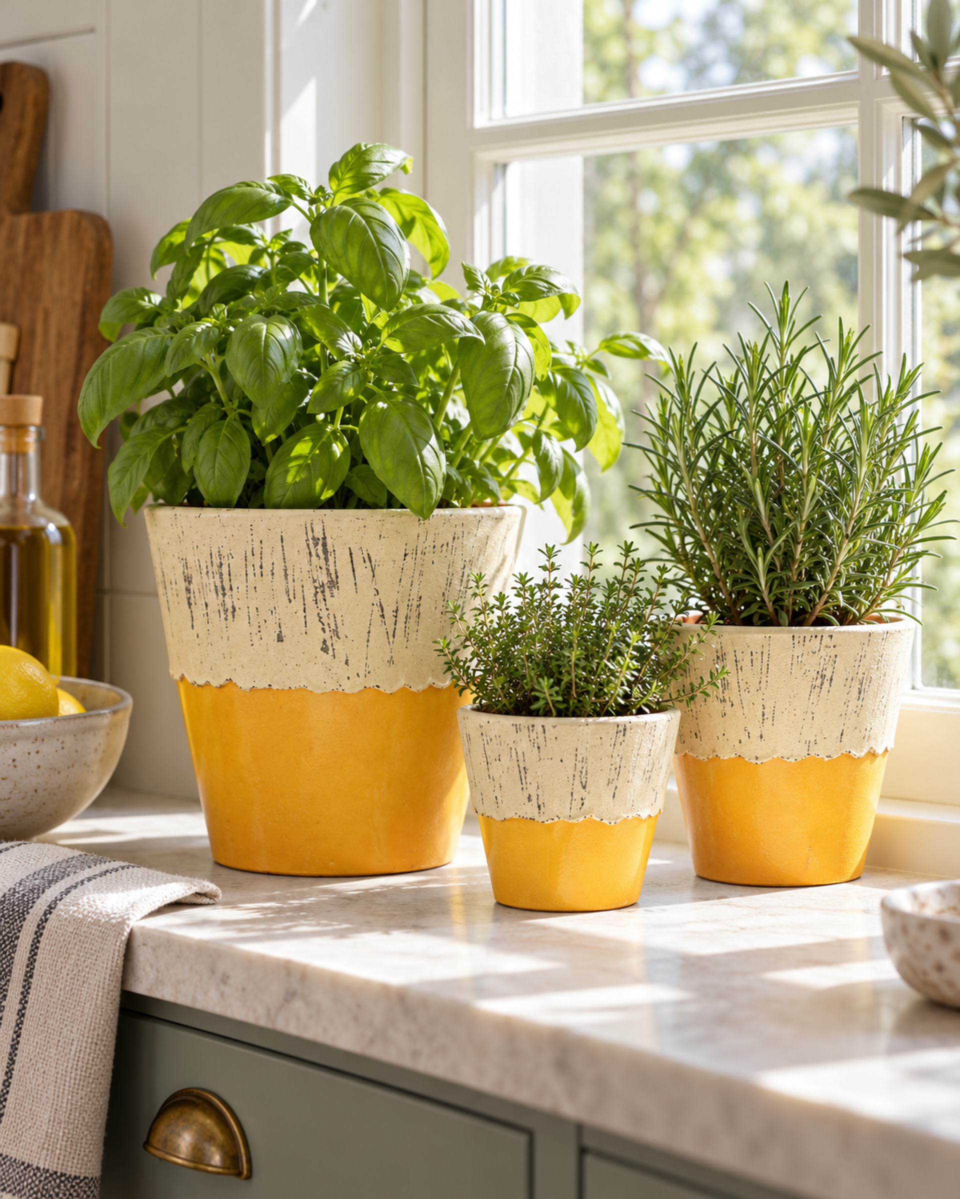 Vasi x 4 Ceramica Bicolore - Sconti per Fioristi e Aziende - Avorio - Arancio Giallo - Marro