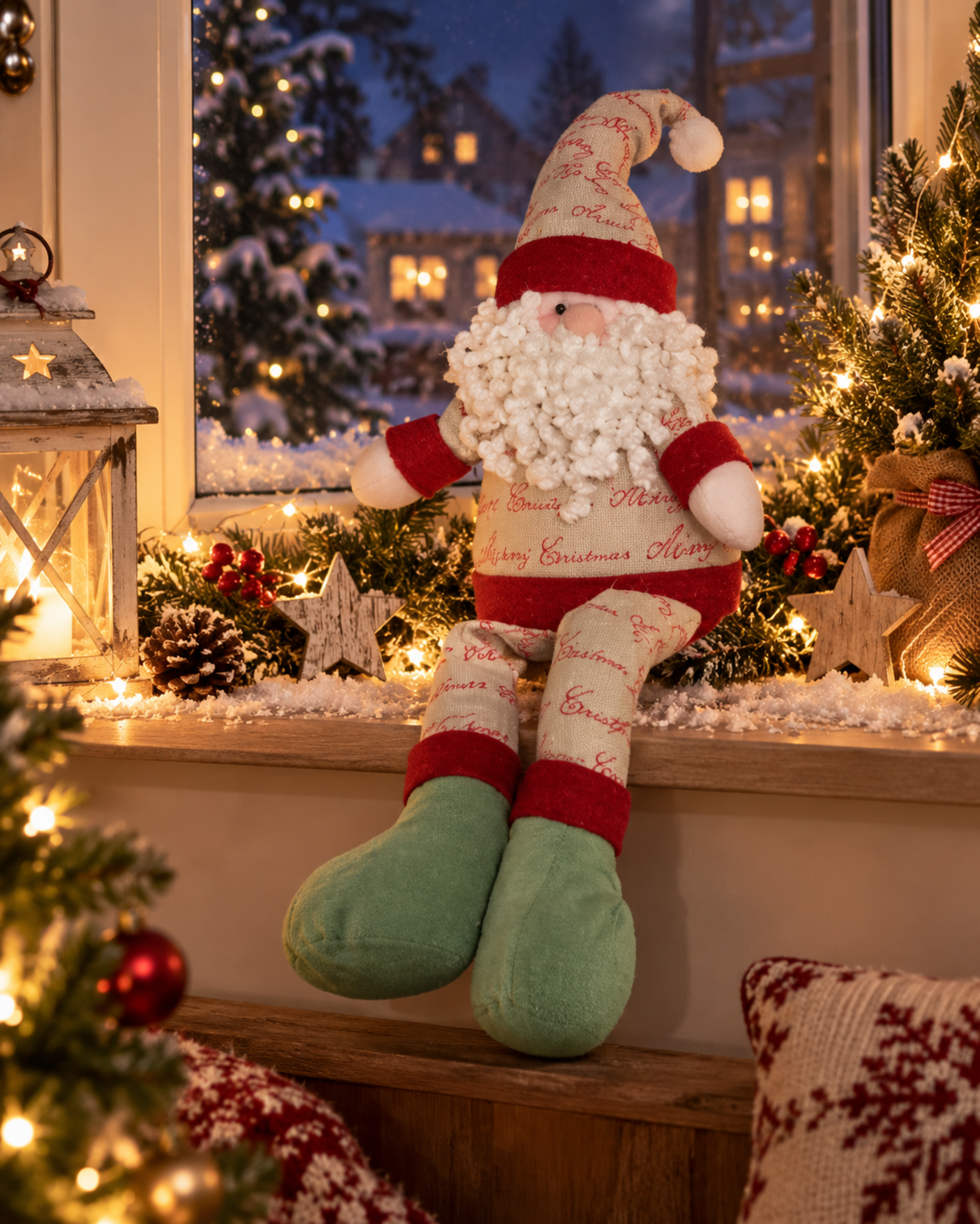 Babbo Natale Seduto H 50 - Sconti per Fioristi e Aziende - gambe lunghe