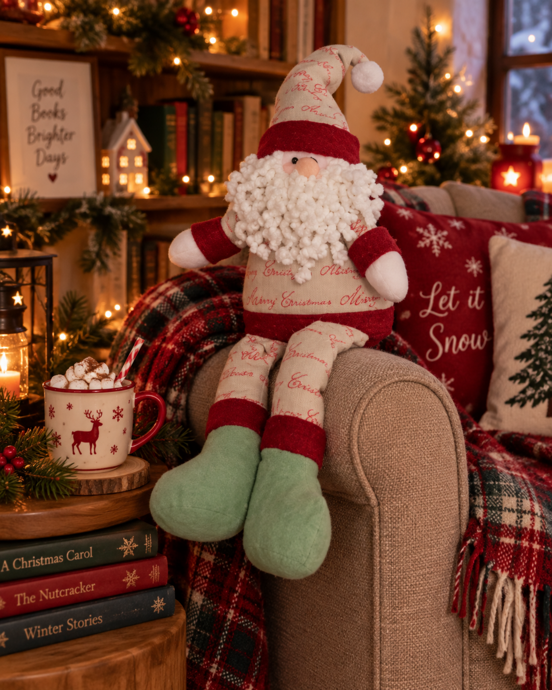 Babbo Natale Seduto H 50 - Sconti per Fioristi e Aziende - gambe lunghe