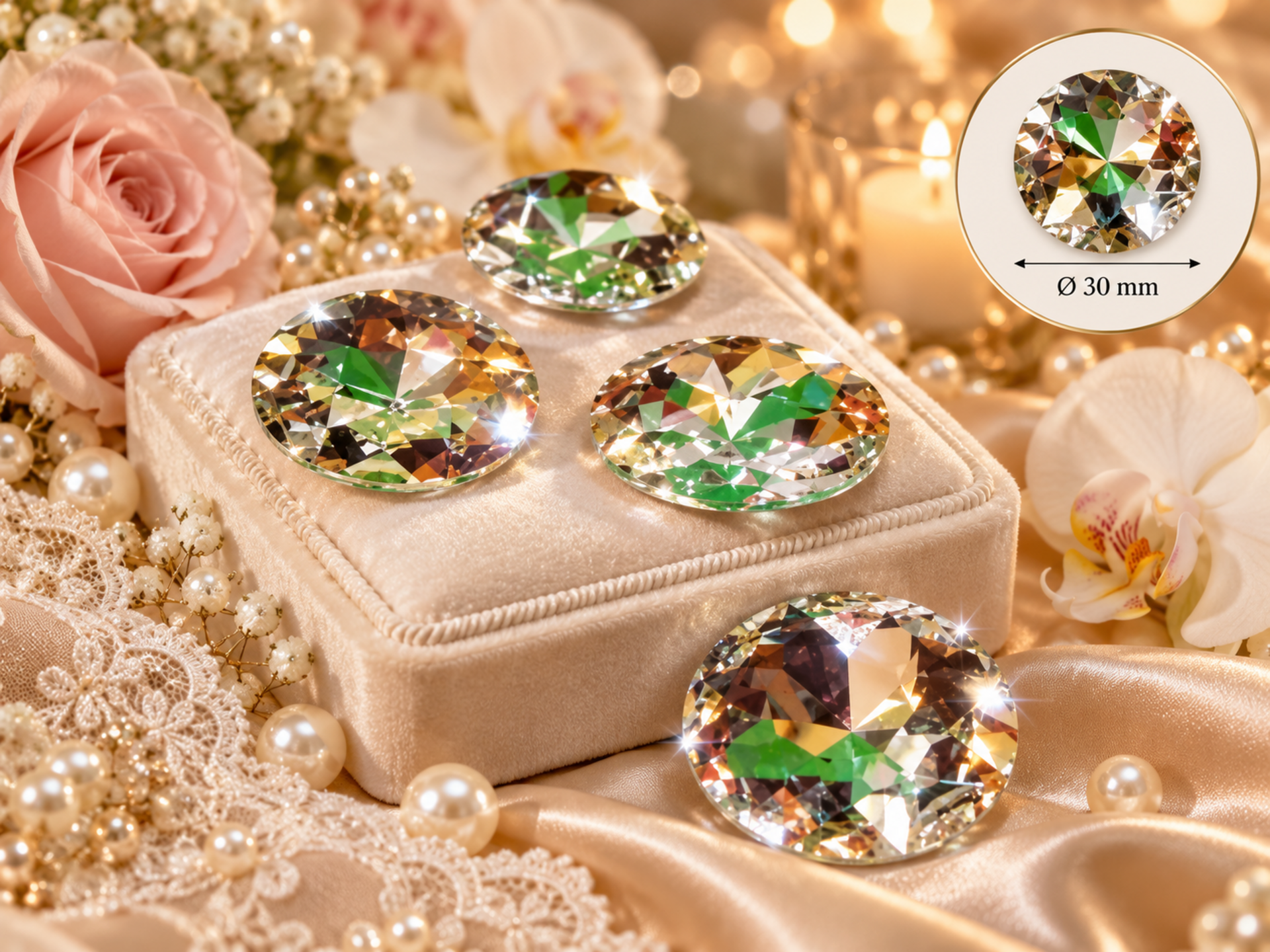 Swarovsky Tondo in 9 misure - Sconti per Fioristi e Aziende mm. 10 12 14 16 18 20 25 27 30