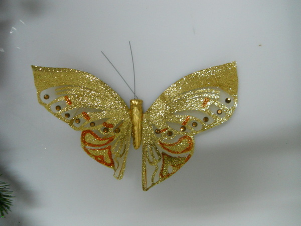 Farfalle Oro x 6   cm. 18 x 12 con clip - Sconti per Fioristi e Aziende
