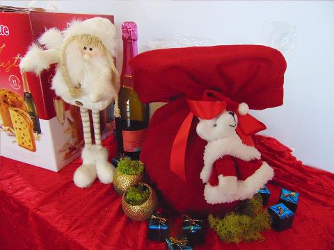 Porta Panettone in Cotone cm 40 x 43 - Sconti per Fioristi e Aziende - Rosso - Bianco