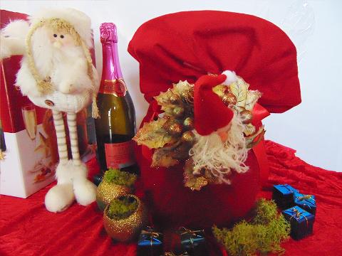 Porta Panettone in Cotone cm 40 x 43 - Sconti per Fioristi e Aziende - Rosso - Bianco