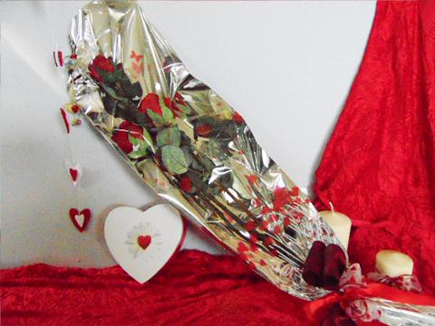 Buste per rose H 25 x 100 - Confezione da 100 buste - Stampa cuori + F/Argento