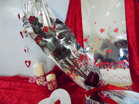 Buste per rose H 25 x 100 - Confezione da 100 buste - Stampa cuori + F/Argento