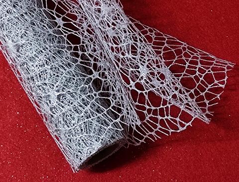 Spider Net Glitterato a ragnatela Oro/Rosso/Argento H 50 x 5 yds Polycotton - Sconti per Fioristi e Aziende