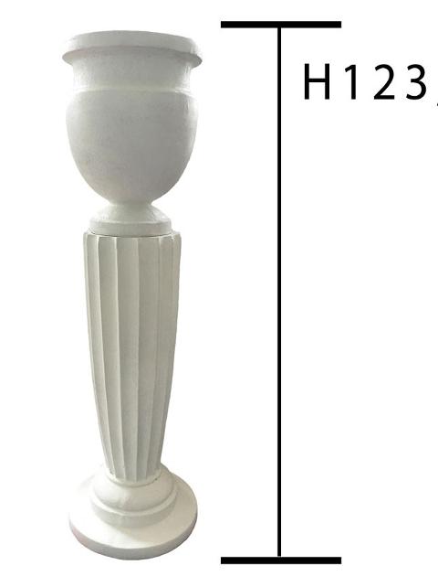 Colonna rigata con vaso H 123 cm vaso dm. 33 in resina Bianca Sconti per Fioristi, Wedding e Aziende