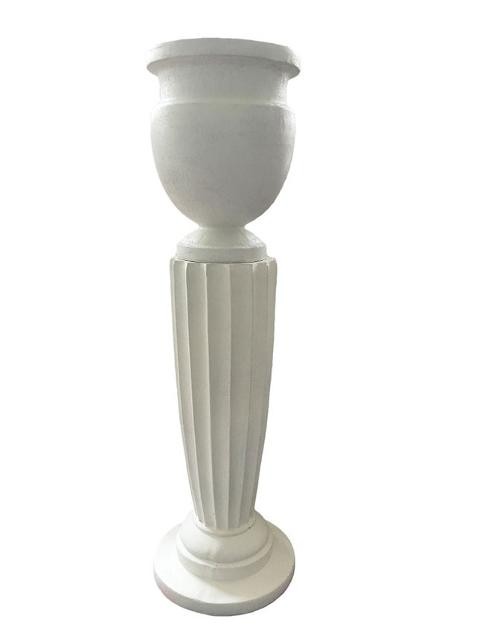 Colonna rigata con vaso H 123 cm vaso dm. 33 in resina Bianca Sconti per Fioristi, Wedding e Aziende