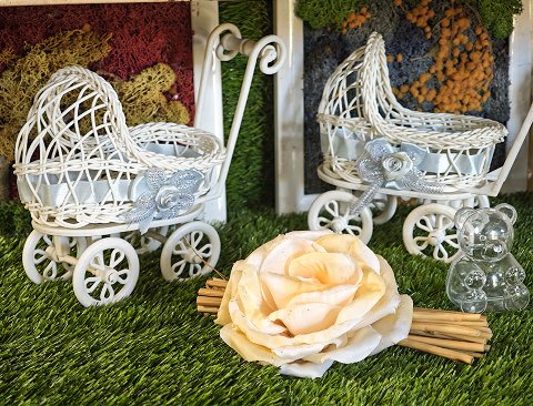 Carrozzina portaconfetti H 19 - Sconto per Fioristi e Aziende . - per Matrimonio e Feste