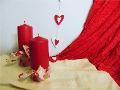 Moccolo Rosso con Nastro Cuori H 12 - 16 dm. 5,5 Articolo per San Valentino - Sconti per Fioristi e Aziende