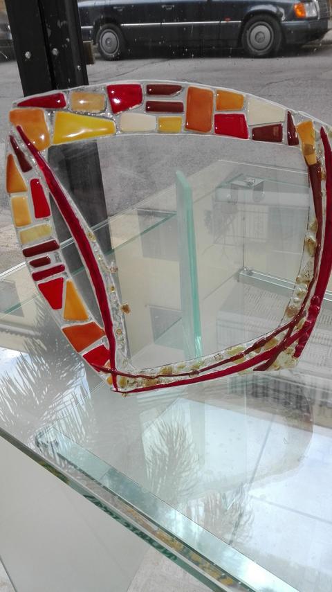 Porta foto con cornice realizzata con la tecnica della vetrofusione.