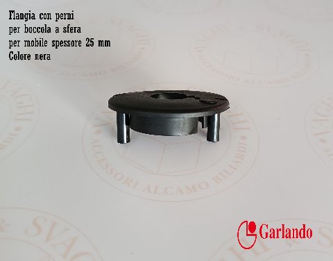 FLANGIA CON PERNI PER BOCCOLA A SFERA (DIAM 16 MM) GARLANDO 3 MISURE COLORE NERA